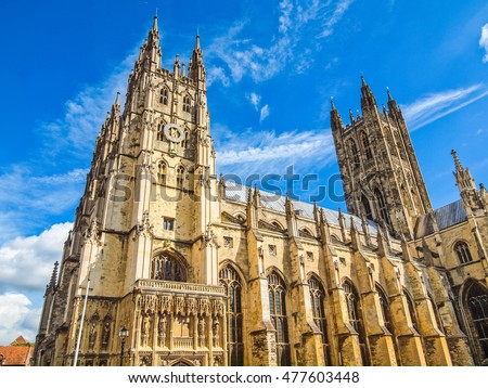 High dynamic range HDR The Canterbury Cathedral in Kent England UK Royalty-Free Stock Photo #477603448