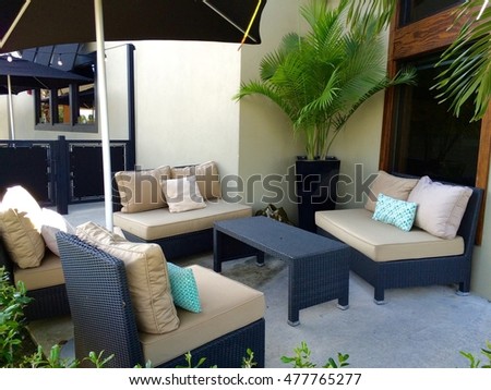 Porch sofa and fountain outdoor  for interiors  garden, backyard, front yard