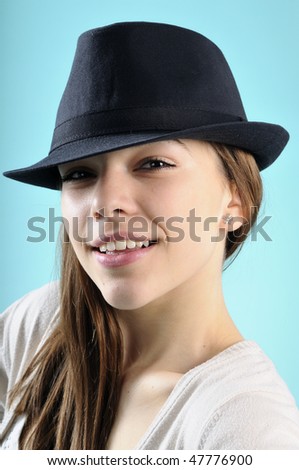 european beauty with black hat