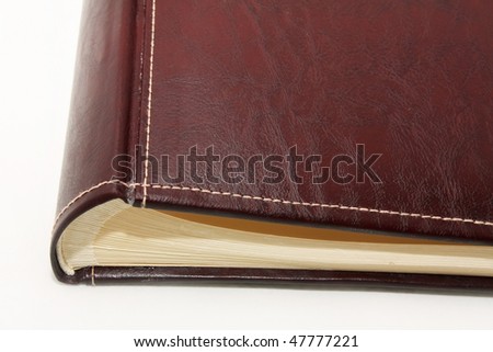 brown leather photo album cover,  isolated white background