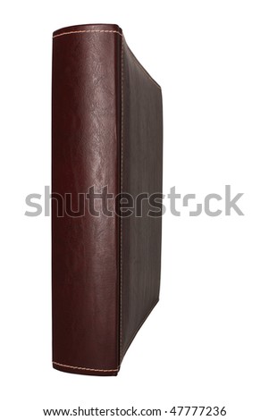 brown leather photo album cover,  isolated white background