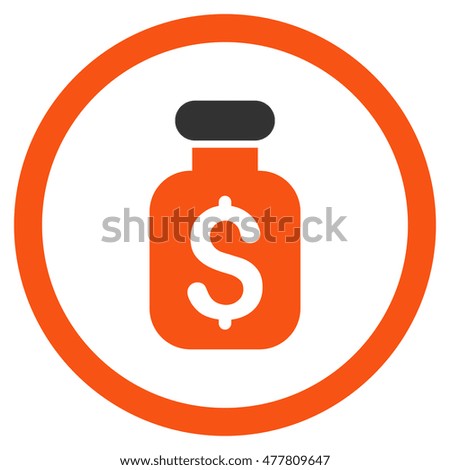 Business Remedy rounded icon. Vector illustration style is flat iconic bicolor symbol, orange and gray colors, white background.