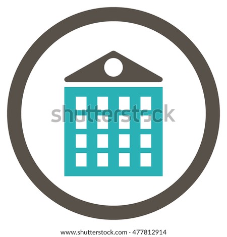 Multi-Storey House rounded icon. Vector illustration style is flat iconic bicolor symbol, grey and cyan colors, white background.