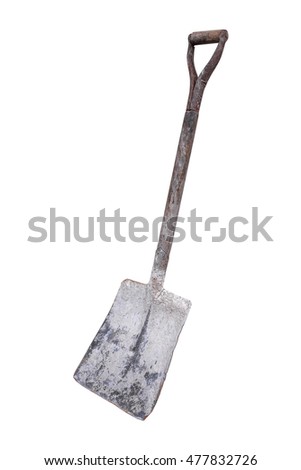 Old shovel isolated on white background.Spade isolated