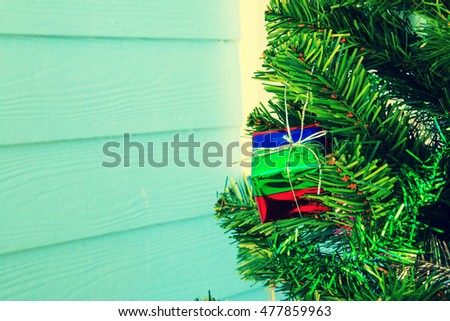 Gift box on Christmas tree