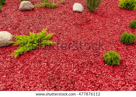 Landscape with stones and red chips