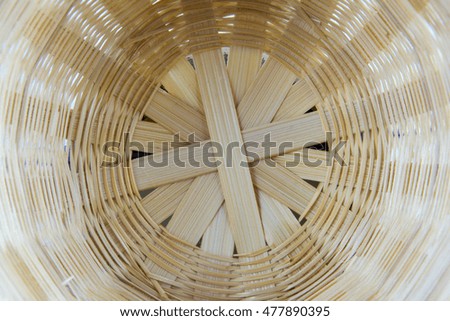 top view Empty wicker basket isolated on white background