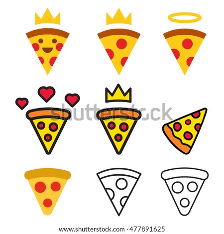 Pizza set, vector icon, logo, mark, symbol design illustration on white background. Can be used for restaurant, cafe fast food.