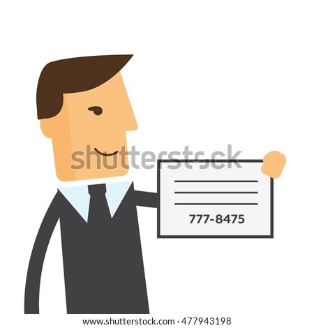 Businessman shows a business card 
