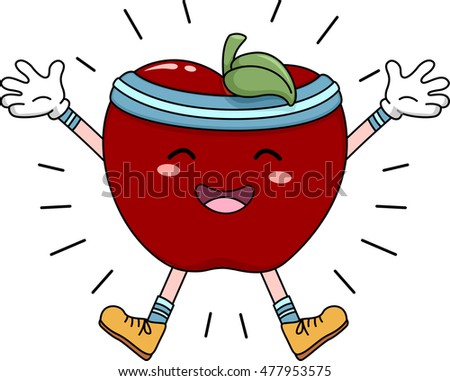 Mascot Illustration of an Apple Doing Jumping Jacks