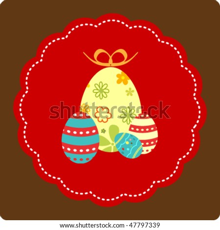 Easter greeting card with decorative eggs