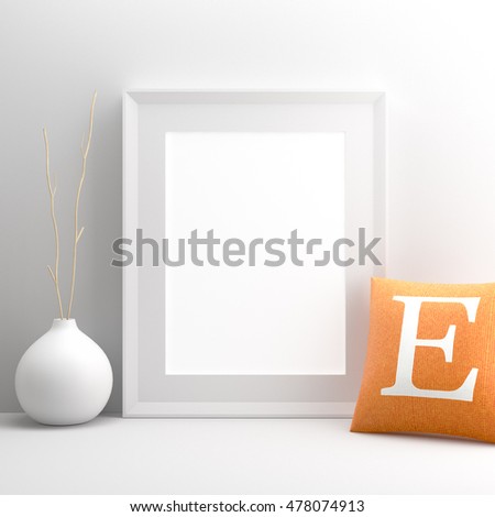 3d illustration blank mockup frame