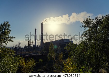 thermal power plant near the railroad in Ukraine