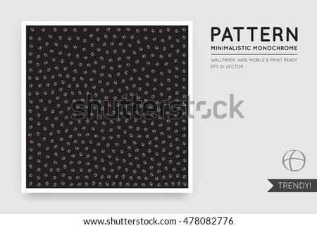 Vector Black Abstract Background with Seamless Random White Monochrome Figures