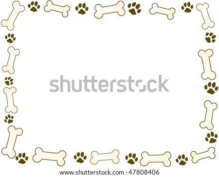 bone and paw frame in sepia tones