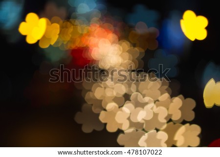 Bokeh Flower Vintage , Abstract background ,Street Night city  lights Bokeh varicolored background.