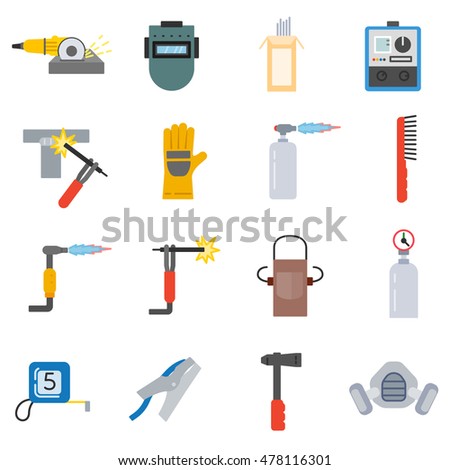 Welding icons set. Welding tools collection in flat style