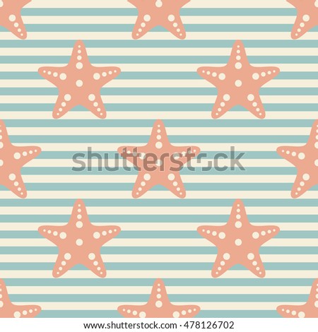 seamless sea star pattern and background vector illustration