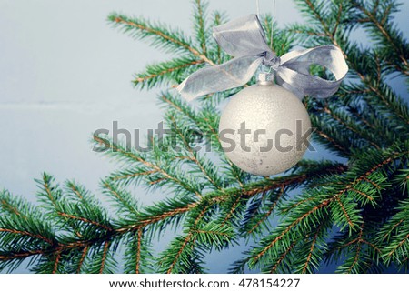 Christmas background with fir branch. Vintage colors