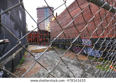 the image of fence in urban zone