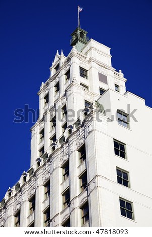 White Building against Blue Sky - seen in downtown Memphis, Tennessee, USA.