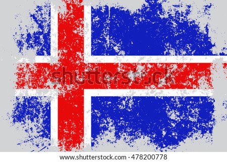 Iceland grunge, old, scratched style flag
