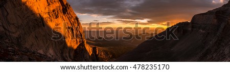Sunrise Panorama in Rocky Mountain National Park, Colorado.  Photo taken during a climb of Longs Peak