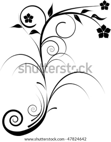 black decorative flowers isolated on white