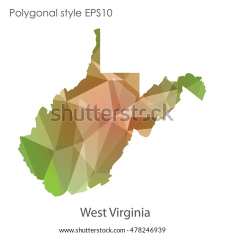 West Virginia state map in geometric polygonal,mosaic style.Abstract gems triangle,modern design background. Vector illustration EPS10