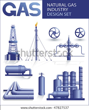 Design set of natural gas industry vector images Royalty-Free Stock Photo #47827537