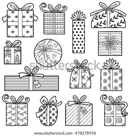Vector colorless collection, Set of Christmas gifts