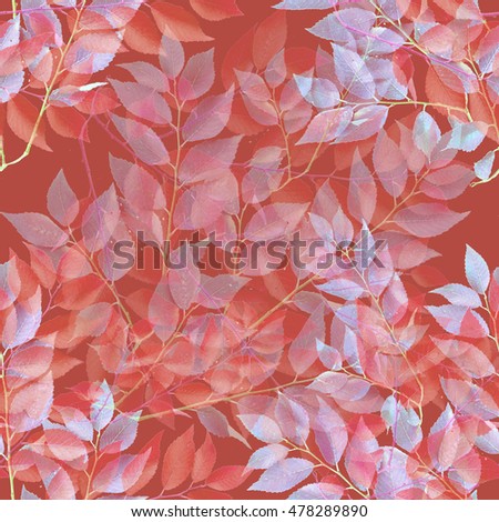 Leaves seamless pattern abstract background. Realistic photo collage - clip art. Layer effect