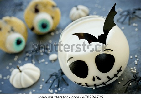 Sweet treats for Halloween party, traditional holiday decoration selective focus
