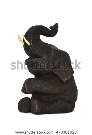 teak wood elephant isolated on white background