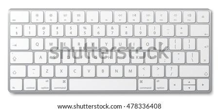 Modern aluminum computer keyboard isolated on white background. Vector illustration. EPS10.  Royalty-Free Stock Photo #478336408