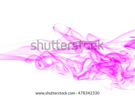Abstract pink smoke on white background, movement of pink smoke