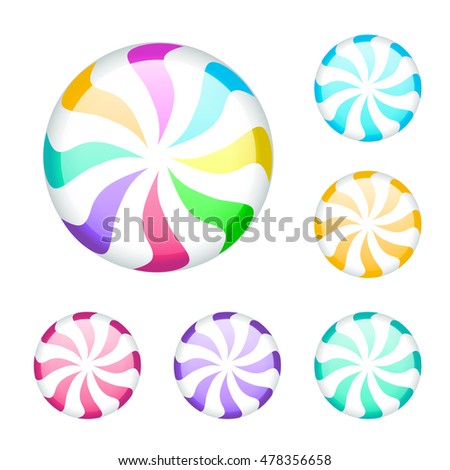 Lollipop candy set. Vector illustration, clip-art, isolated on white background