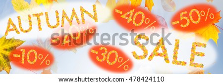 Autumn sales background with leaves, fall seasonal discount