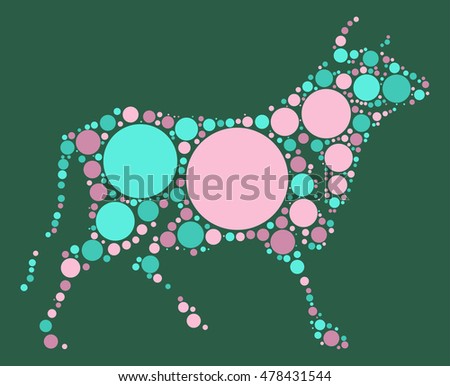 Cattle shape vector design by color point