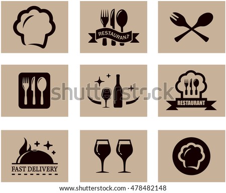 set of nine concept background for napkin or restaurant menu