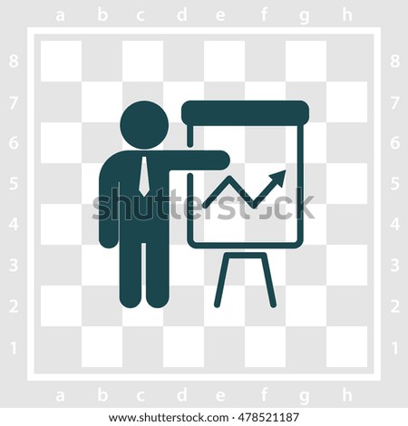Web line icon. Business; Report (man at the flipchart)