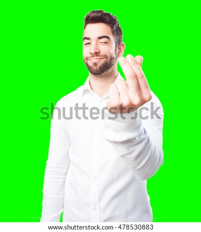 cool young man doing a rich gesture