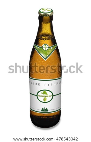 Fresh pilsner beer bottle