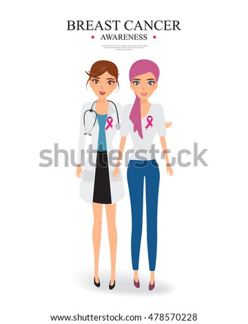 Girl Doctor with her Patient with Breast Cancer.