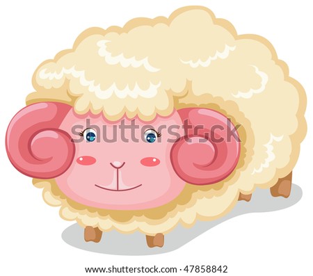illustration of isolated cute sheep on white background