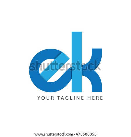 Initial Letter EK Linked Lowercase Logo Blue