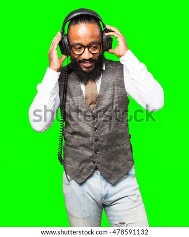 cool black man with headphones