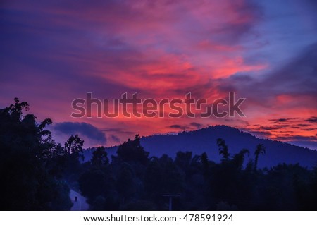 Colorful sky and clouds on the wall background texture. Purple sky wallpaper. sunset sky. art photo. filter effect.