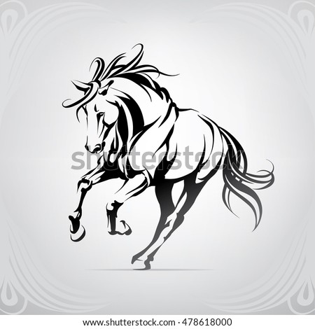 Vector silhouette of a running horse