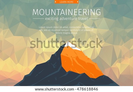 Landscape With Mountain Peaks On Triangulated Background. Polygonal Art. Modern Design Vector Illustration
